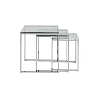 ac design furniture jannis ensemble de 3 tables d'appoint en verre transparent et métal chromé table basse 3 pièces pour le salon,ensemble de tables basses, design moderne, h : 55 x l : 50 x p : 50 cm