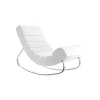 miliboo rocking chair design blanc et acier chromé taylor