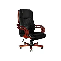 vidaxl fauteuil de bureau en cuir noir hauteur réglable siège salon chaise