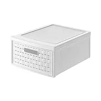 rotho country boîte à tiroirs 8,3l avec 1 tiroir en rotin, plastique (pp) sans bpa, blanc, klein/8.3l (35.0 x 26.0 x 14.5 cm)