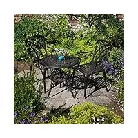 lazy susan ensemble de jardin table ivy bistro avec 2 chaises - en fonte d'aluminium - bronze ancien, aluminium, 2 x chaises april