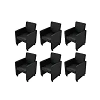 vidaxl 6x chaises de salle à manger cuir artificiel noir siège meuble cuisine