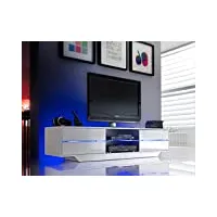 robas lund lowboard blanc brillant meuble tv avec eclairage led variable en coloris