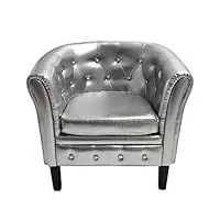 vidaxl fauteuil cabriolet similicuir argenté bureau cuisine chaise de salon