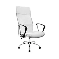 casaria fauteuil de bureau blanc pivotant ergonomique réglable en hauteur fonction de basculement chaise gaming