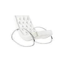 miliboo rocking chair design blanc et acier chromé chesty