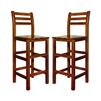 deuba 2x tabourets de bar 75 cm chaises haute de bar en bois avec dossier tabouret de bistrot cuisine salon exterieur