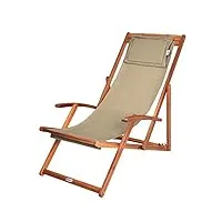 casaria® chaise longue pliante en bois beige chaise de plage 3 positions chilienne transat jardin exterieur