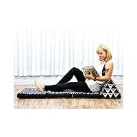 leewadee - matelas pliable confortable avec coussin lecture, futon japonais, chaise de sol ou pouf lit thaï 170 x 53 cm, anthracite noir