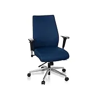 hjh office chaise de bureau pro-tec 250 fauteuil de bureau pivotant, ergonomique, hauteur réglable, tissu bleu foncé 608710