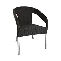4x fauteuils bistro en rotin bolero empilable couleur de la chaise: gris fonc? cadre en aluminium