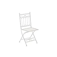 chaise de jardin pliable asina - chaise de balcon en fer forgé avec hauteur d'assise 48 cm - meuble de terrasse et pour usage extérieur - co, couleur:blanc antique