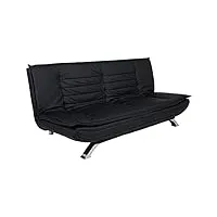 ac design furniture jasper canapé-lit, l : 196 x h : 91 x p : 96 cm, simili-cuir noir, pu/chromé