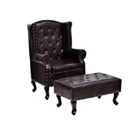 vidaxl fauteuil repose-pied cuir artificiel marron foncé salon canapé chaise