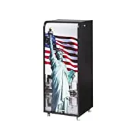 caisson noir de bureau rideau imprimé drapeau americain 3 tiroirs