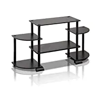 furinno meuble tv sans outils, bois, expresso et noir, taille unique, espresso et black, one size