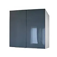 berlioz creations cp8hg meuble haut de cuisine avec 2 portes gris haute brillance 80 x 34 x 70 cm, fabrication 100% française