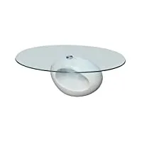 vidaxl table basse dessus de table verre ovale blanc brillant canapé salon