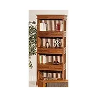 macabane ayan - Étagère bibliothèque marron 6 tiroirs bois teck