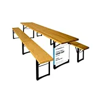 casaria® ensemble table et 2x bancs pliable bois 220 cm 10 personnes salon de jardin peu encombrant pique-nique camping