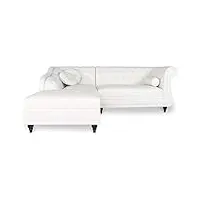 intensedeco canapé d'angle gauche empire blanc style chesterfield