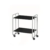 don hierro - table roulante pliante bauhaus, 2 plateaux, châssis gris aluminium.-noir