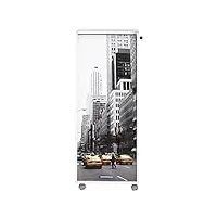 simmob caisson de bureau blanc à roulettes rideau imprimé-coloris-new york 500, bois