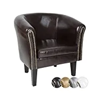 miadomodo® fauteuil chesterfield - lot de 1 ou 2, en simili cuir et bois, avec Éléments décoratifs en cuivre, 58 x 71 x 70 cm, couleur au choix - chaise, meuble de salon (lot de 1,marron)