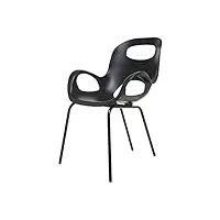 umbra oh chair. chaise avec accoudoirs oh chair. assise en polypropylène coloris noir, avec pieds en métal chromé coloris noir. dimension 61x61x86.4cm