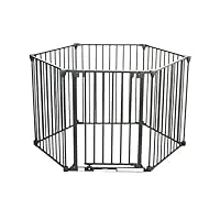 baby vivo barrière parc en métal grille pour cheminée 5+1 pare-feu securité escaliers enfant en gris (5 barreaux avec une porte) - premium