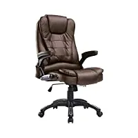 homcom fauteuil de bureau massant et chauffant électrique fauteuil bureau ergonomique revêtement synthétique brun