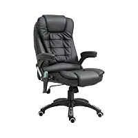 homcom fauteuil de bureau massant et chauffant électrique fauteuil bureau ergonomique revêtement synthétique noir