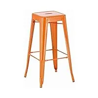 clp tabouret de bar joshua - tabouret de bar industriel empilable et robuste - repose-pied structure à 4 pieds - hauteur siège 77 cm - couleurs, couleur:orange
