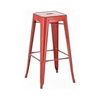 clp tabouret de bar joshua - tabouret de bar industriel empilable et robuste - repose-pied structure à 4 pieds - hauteur siège 77 cm - couleurs, couleur:rouge