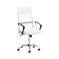 clp fauteuil de bureau ergonomique washington avec accoudoirs revêtement mailles i réglable en hauteur et pivotant i support en métal, couleur:blanc