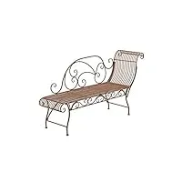 clp banc de jardin karma en fer forgé - banc avec récamière - banquette de jardin style romantique - chaise longue de jardin en fer - couleur: marron antique