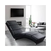 miadomodo® chaise longue de relaxation - ergonomique, en simili cuir, noir, 154.5 x 51 x 73 cm - fauteuil relax pour intérieur, salon, chambre