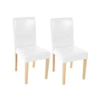 lot de 2 chaises de salle à manger littau - cuir, blanc, pieds clairs