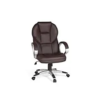 finebuy design chaise bureau tissu chaise exécutif rembourré chaise tournante | chaise de pivotant avec accoudoirs - 120 kg capacité de charge - brun - réglable en hauteur - dossier ergonomique