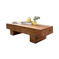 finebuy table basse bois massif sheesham table de salon 120 x 30 x 45 cm | table d'appoint style maison de campagne | meubles en bois massif naturel table de sofa |