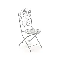 clp chaise de jardin en fer forgé indra chaise en fer avec un design antique avec dossier - meuble de jardin en fer en métal, couleur:blanc antique