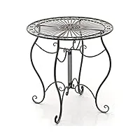 clp table de jardin ronde indra avec diamètre Ø 70 cm | table en fer forgé pour usage extérieur i table de terrasse i piètement galbé en métal, couleur:bronze