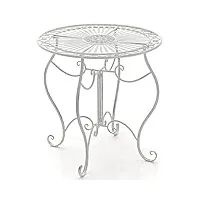 clp table de jardin ronde indra avec diamètre Ø 70 cm | table en fer forgé pour usage extérieur i table de terrasse i piètement galbé en métal, couleur:blanc antique