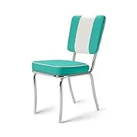 bel air furnlab lot de 2 chaises de cuisine pour salle à manger, dîner, bureau des années 50 (turquoise/blanc)