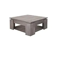 table basse carré en bois pour le salon au style naturel – niche ouverte de rangement - plateau 80 x 80 cm, hauteur 36 cm – made in france