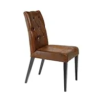 kare design chaise casual buttons vintage, marron, aspect cuir, moderne, chaise salle a manger, maison, salon, cuisine, 90x45x58cm