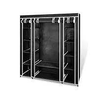 vidaxl armoire avec compartiments et tiges noir rangement penderie garde-robe