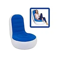 beach art - fauteuil gonflable en pvc avec surface velours, bleu/blanc, 32 x 94 x 82 cm
