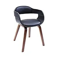 kare design chaise costa walnut, marron/noir, aspect cuir, chaise avec accoudoirs, chaise salle a manger, maison, salon, cuisine, 75x53x51cm