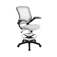 modway veer - fauteuil de bureau de réception - fauteuil de dessin à bras rabattable gris